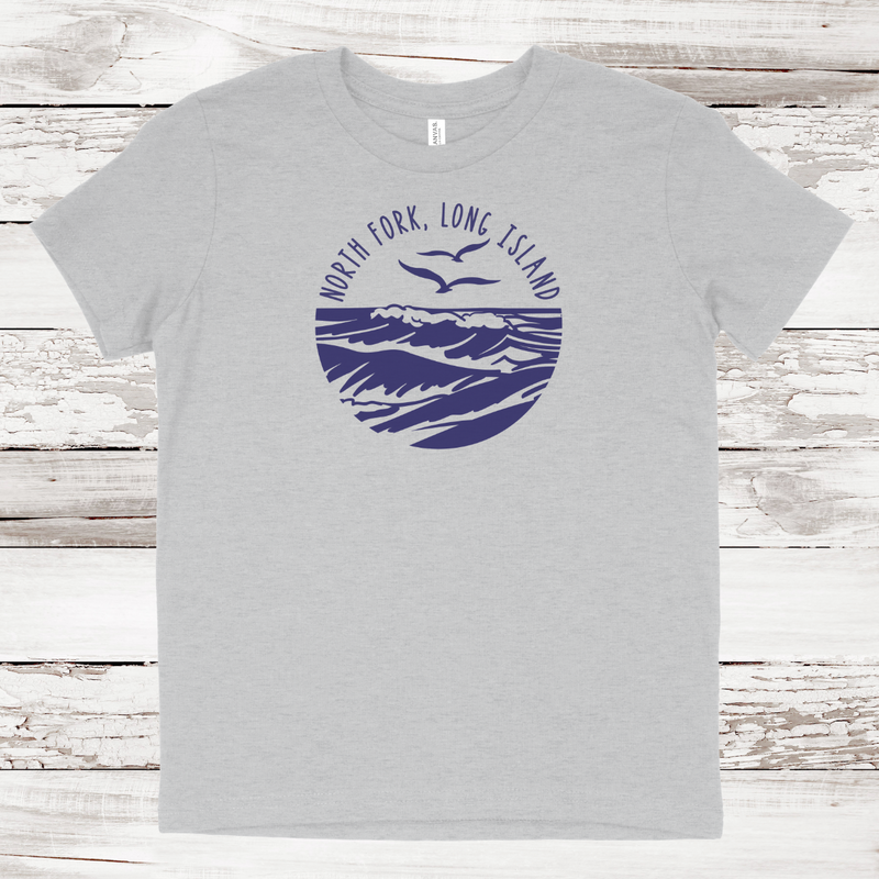 North Fork Long Island Sea & Gull T-shirt | Kids | Premium Athletic Heather