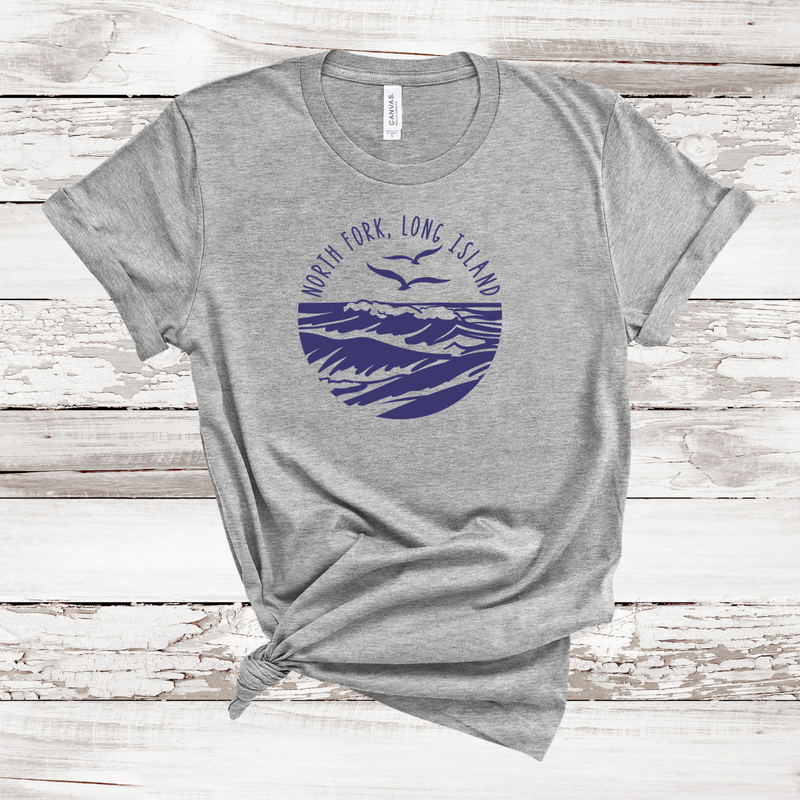 North Fork Long Island Sea & Gulls T-shirt | Adult Unisex
