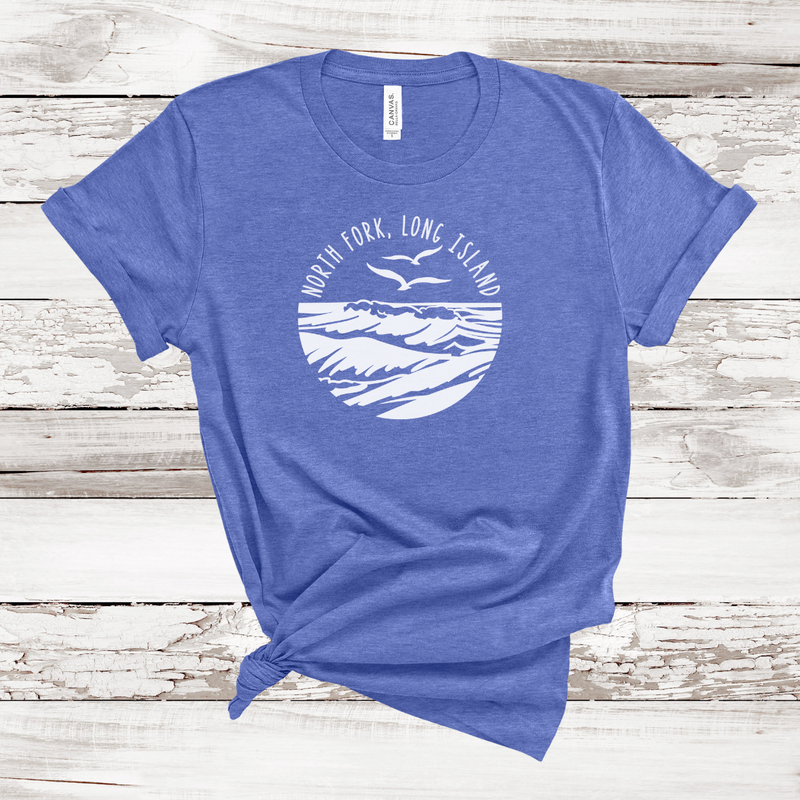 North Fork Long Island Sea & Gulls T-shirt | Adult Unisex
