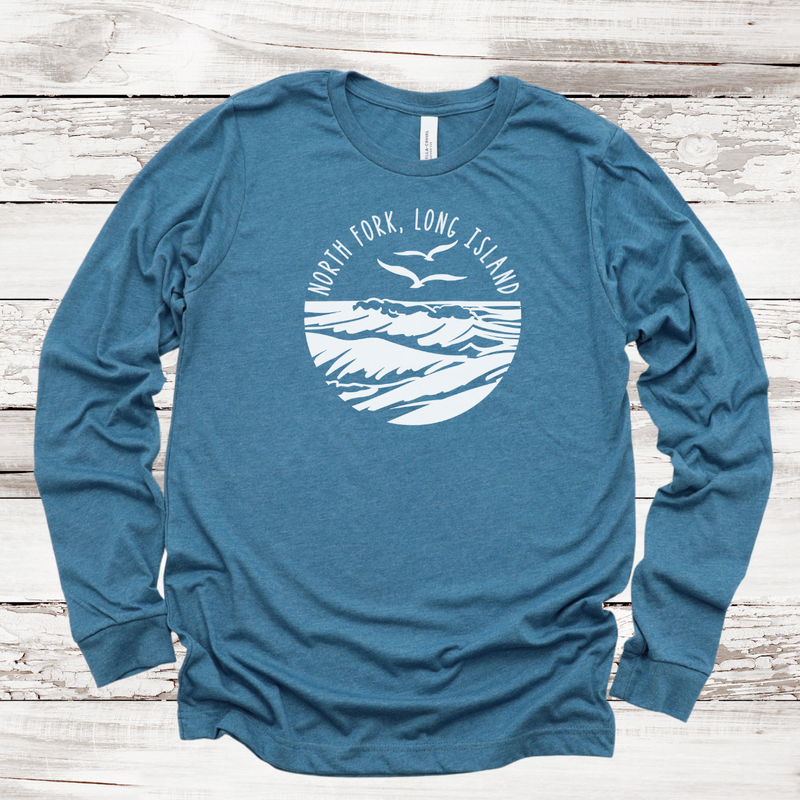 North Fork Long Island Sea & Gull Long Sleeve T-shirt | Adult Unisex