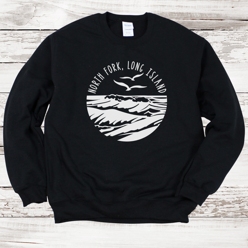 North Fork Long Island Sea & Gull Sweatshirt | Adult Unisex