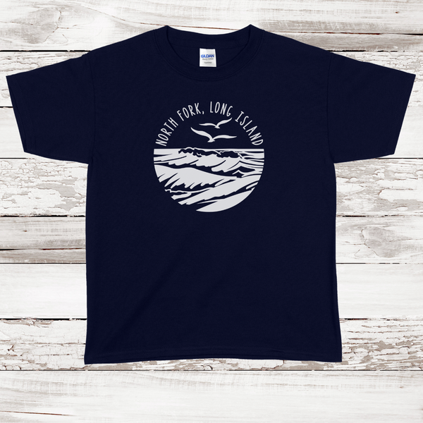 North Fork Long Island Sea & Gull T-shirt | Kids | Heavy Cotton