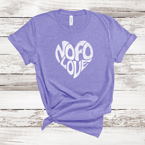 NOFO Love Heart T-shirt | Adult Unisex | Heather Lapis 2XL