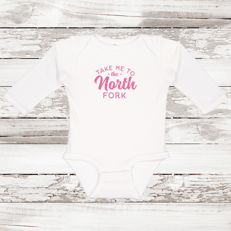 Take Me to the North Fork Long Sleeve Baby Onesie