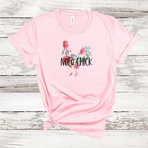 Floral NOFO Chick T-shirt | Adult Unisex | Pink 2XL