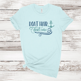 Boat Hair Don't Care T-shirt | Adult Unisex Heather Ice Blue