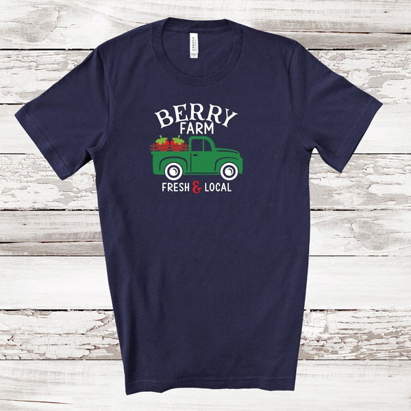 Berry Farm Truck Adult T-shirt  | NAVY BLUE