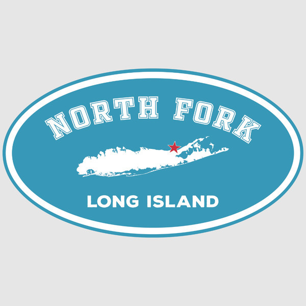 Classic North Fork Long Island Decal Bumper Sticker | Aqua / White