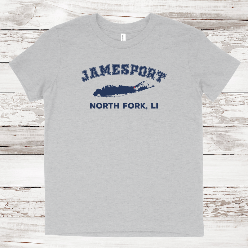 Jamesport North Fork Long Island T-shirt | Classic Colors | Kids Athletic Heather