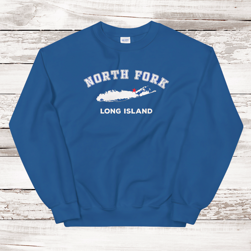 RETIRED DESIGN | NO DATE | Classic North Fork Long Island Sweatshirt | Adult Unisex | Royal XL