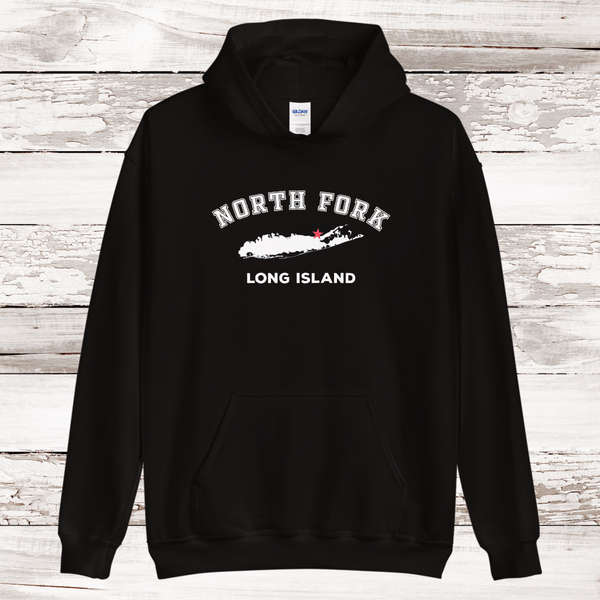 RETIRED DESIGN | NO DATE | Classic North Fork Long Island Hoodie | Adult Unisex | Black