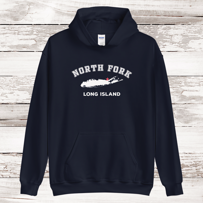 RETIRED DESIGN | NO DATE | Classic North Fork Long Island Hoodie | Adult Unisex | Navy XL