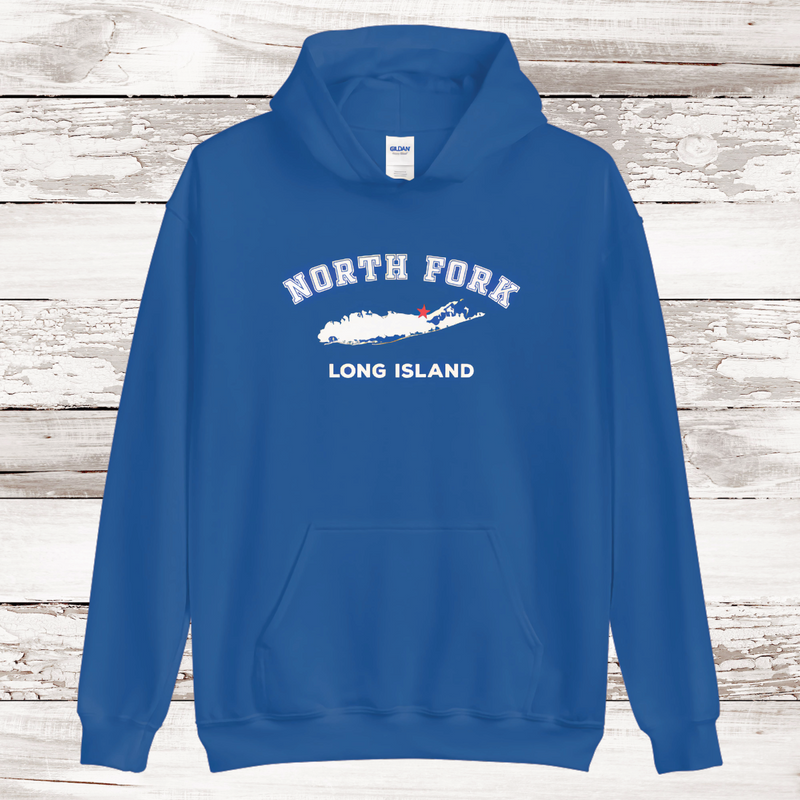 RETIRED DESIGN | NO DATE | Classic North Fork Long Island Hoodie | Adult Unisex | Royal L