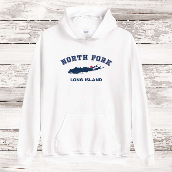 RETIRED DESIGN | NO DATE | Classic North Fork Long Island Hoodie | Adult Unisex | White