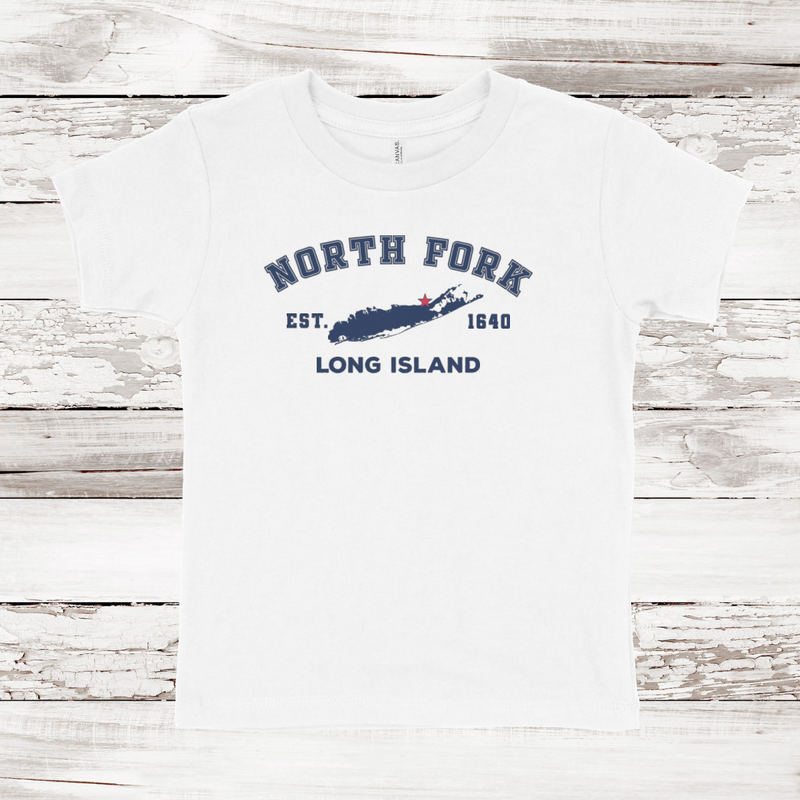 Classic North Fork Long Island Toddler Short Sleeve T-shirt White