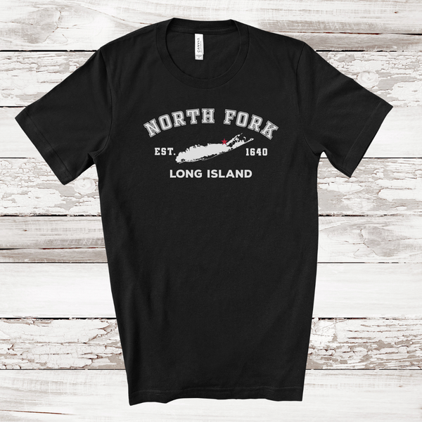Classic North Fork Long Island T-shirt | Adult Unisex | Black