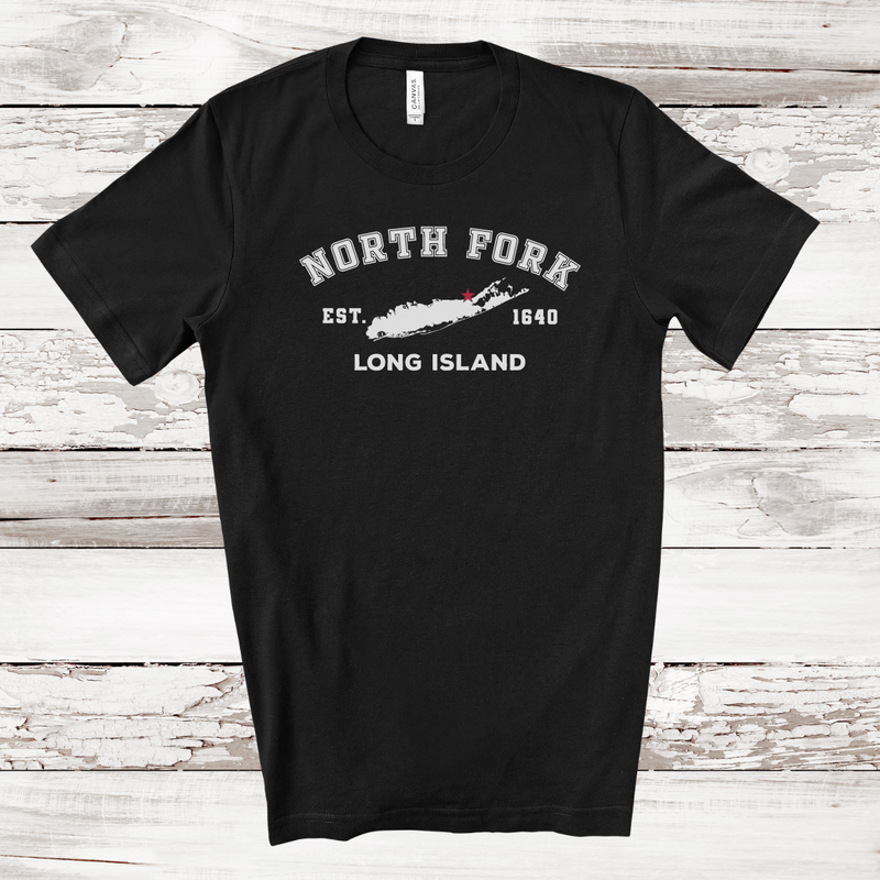 Classic North Fork Long Island T-shirt | Adult Unisex | Black XL