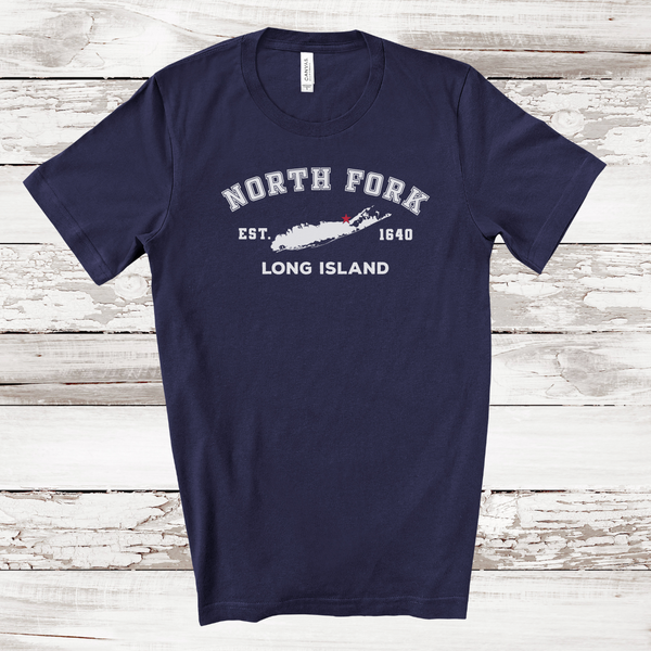 Classic North Fork Long Island T-shirt | Adult Unisex | Navy