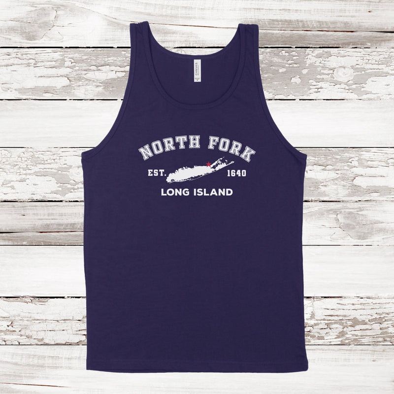 Classic North Fork Long Island Unisex Tank Top Navy