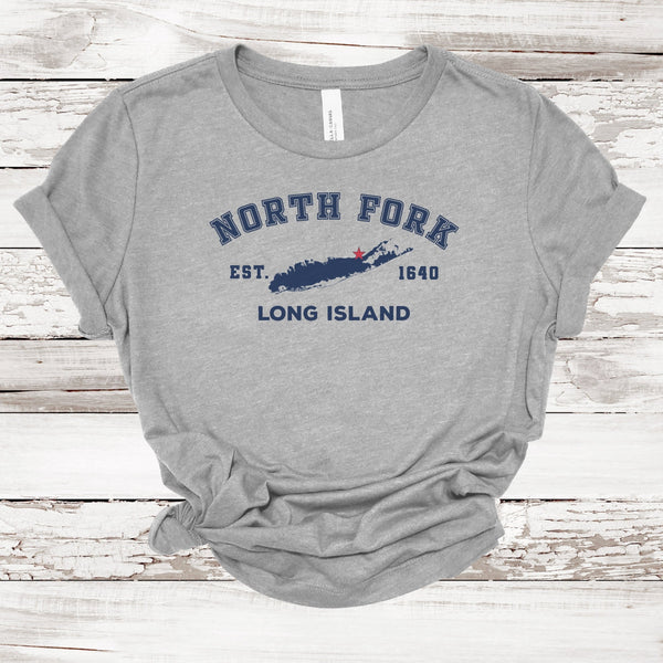 Classic North Fork Long Island T-shirt | Women's Relaxed Fit | Athletic Heather M