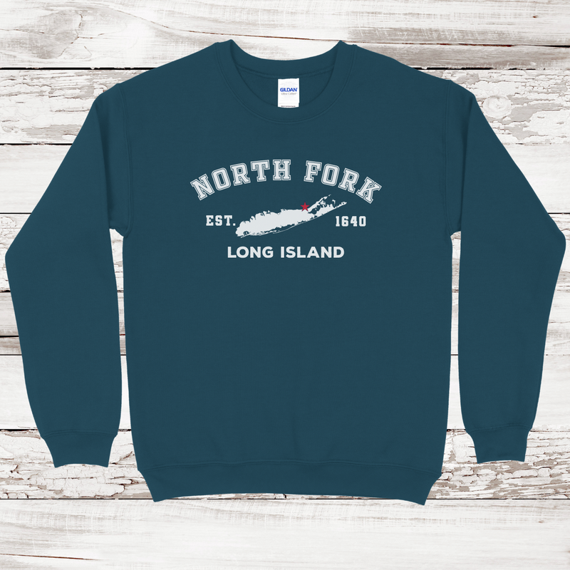 Classic North Fork Long Island Sweatshirt | Adult Unisex Legion Blue