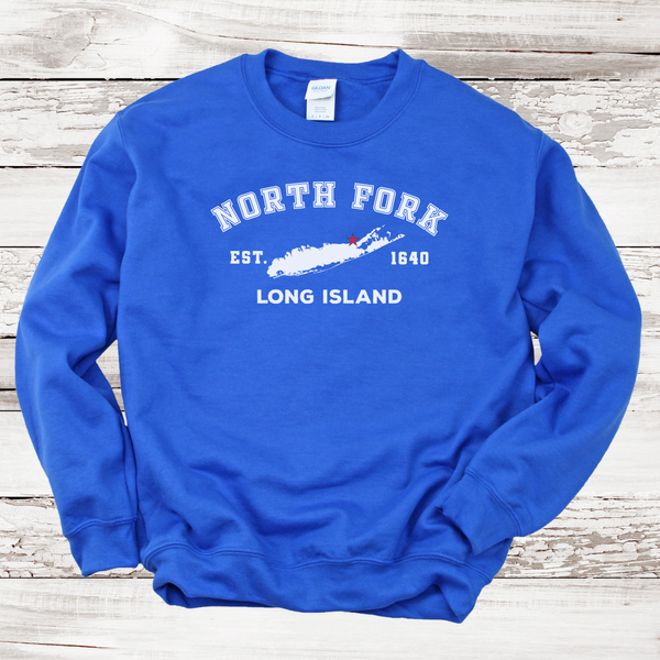 Classic North Fork Long Island Sweatshirt | Adult Unisex | Royal