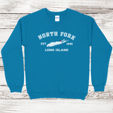 Classic North Fork Long Island Sweatshirt | Adult Unisex Sapphire