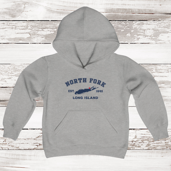 Classic North Fork Long Island Hoodie | Kids | Sport Grey