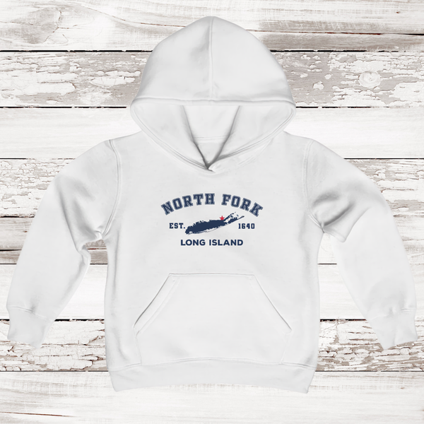 Classic North Fork Long Island Hoodie | Kids | White