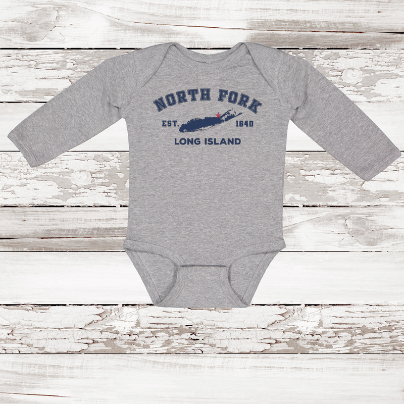 Classic North Fork Long Island Long Sleeve Baby Onesie