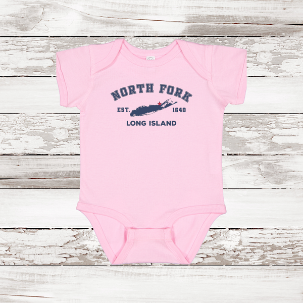 Classic North Fork Long Island Baby Onesie | Pink