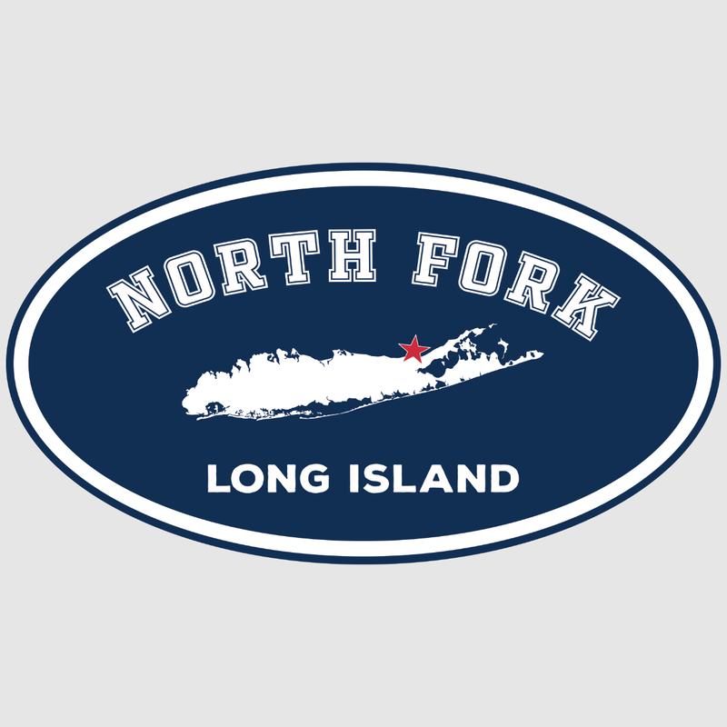 Classic-North Fork Long Island Decal Bumper Sticker | Navy / White