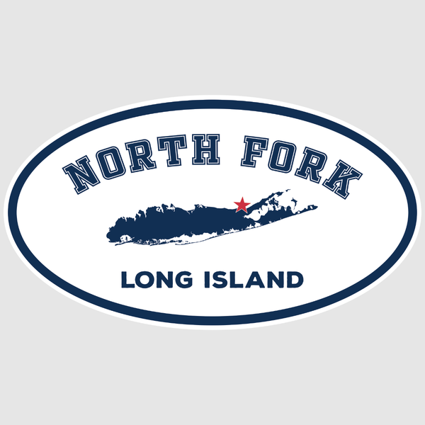 Classic North Fork Long Island Decal Bumper Sticker | White / Navy